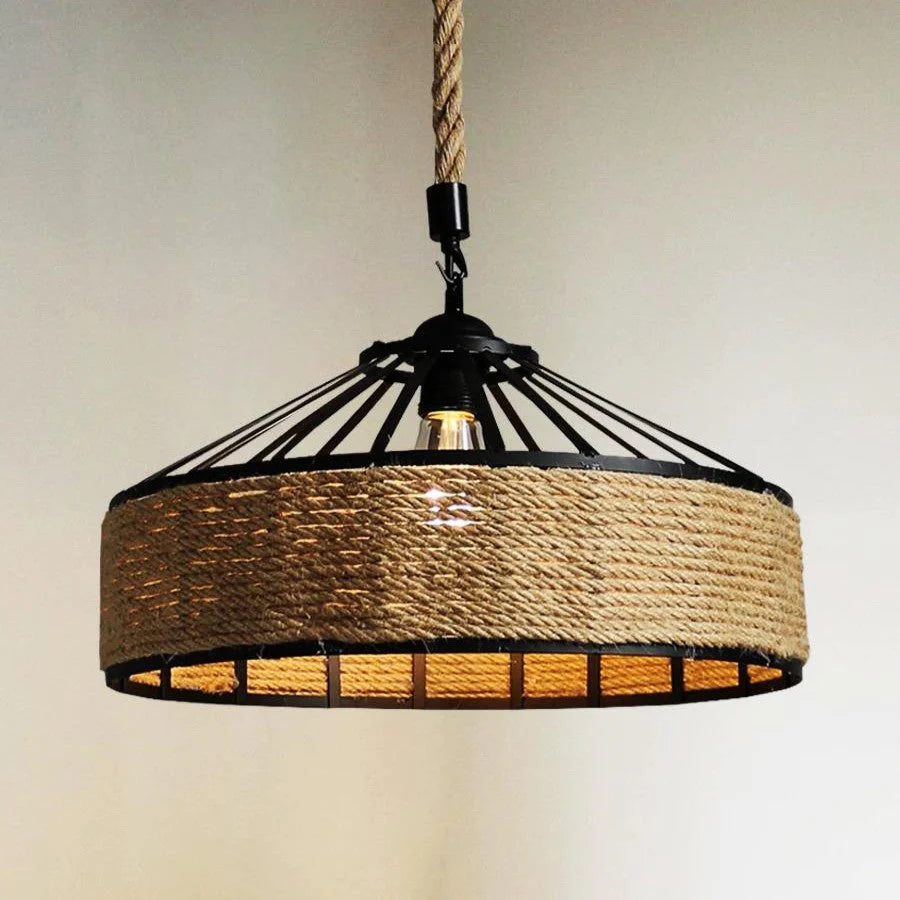 Pendul vintage cu frânghie, soclu E27 – lampă suspendată retro pentru living, dining, bar