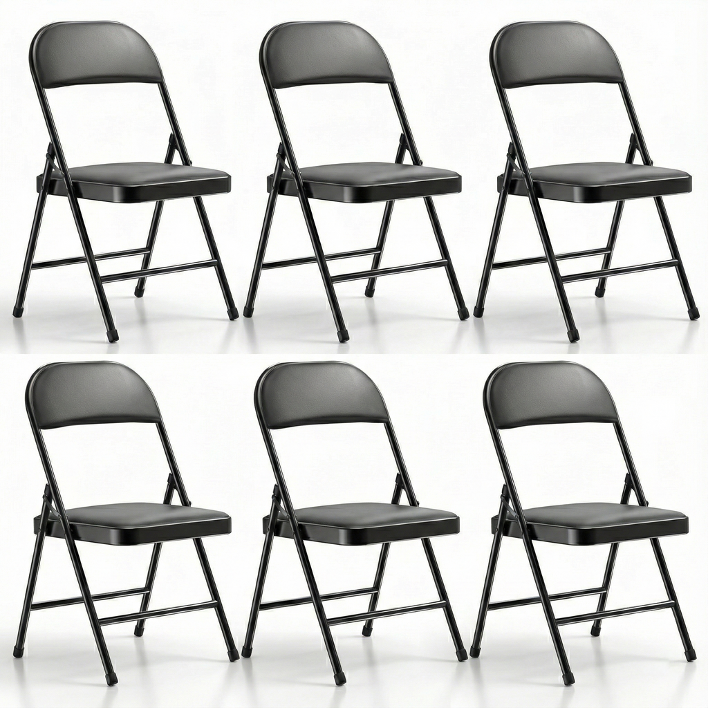 Set 6 scaune pliante cu Șezut Buretat, Cadru Metalic, pentru Evenimente/Casă