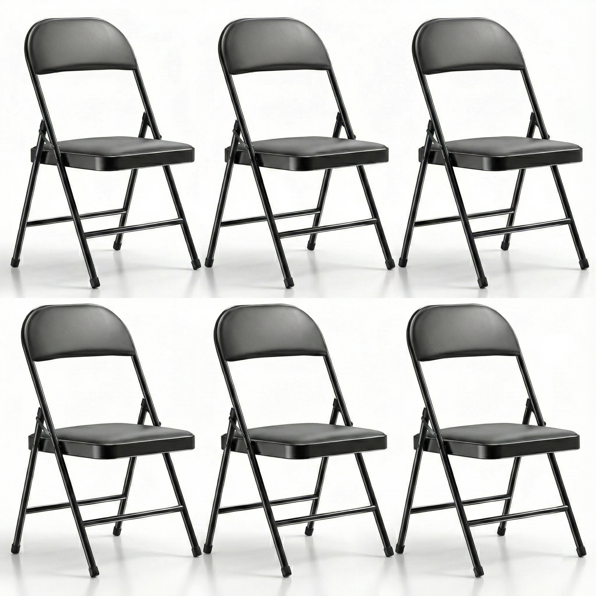 Set 6 scaune pliante cu Șezut Buretat, Cadru Metalic, pentru Evenimente/Casă