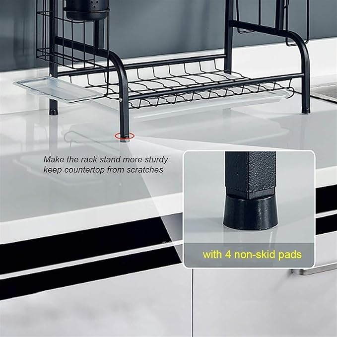 Suport de vase metalic supraetajat, 3 niveluri, Negru