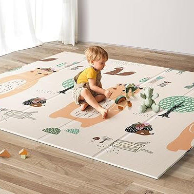 Covoraș de joacă pliabil 150x200cm dublu față – Animale din pădure