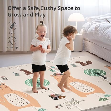 Covoraș de joacă pliabil 150x200cm dublu față – Animale din pădure