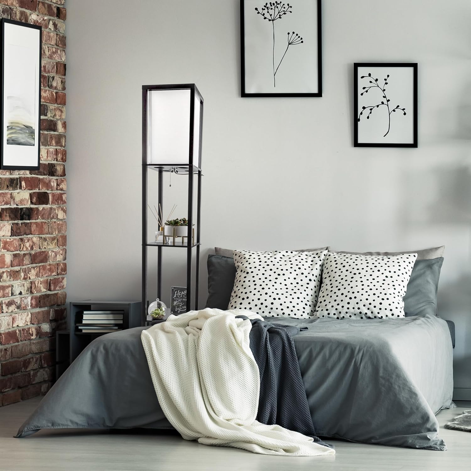 Lampadar de Podea cu 3 Rafturi, Etajeră Iluminată, 160 cm, Negru