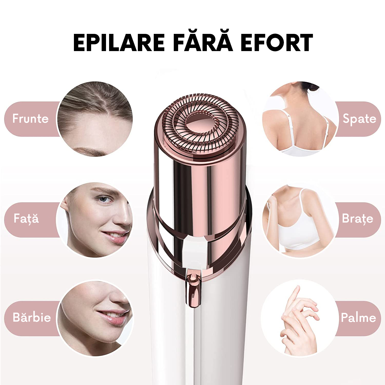 Epilator Facial Flawless pentru Femei, Portabil, Funcționare cu Baterie