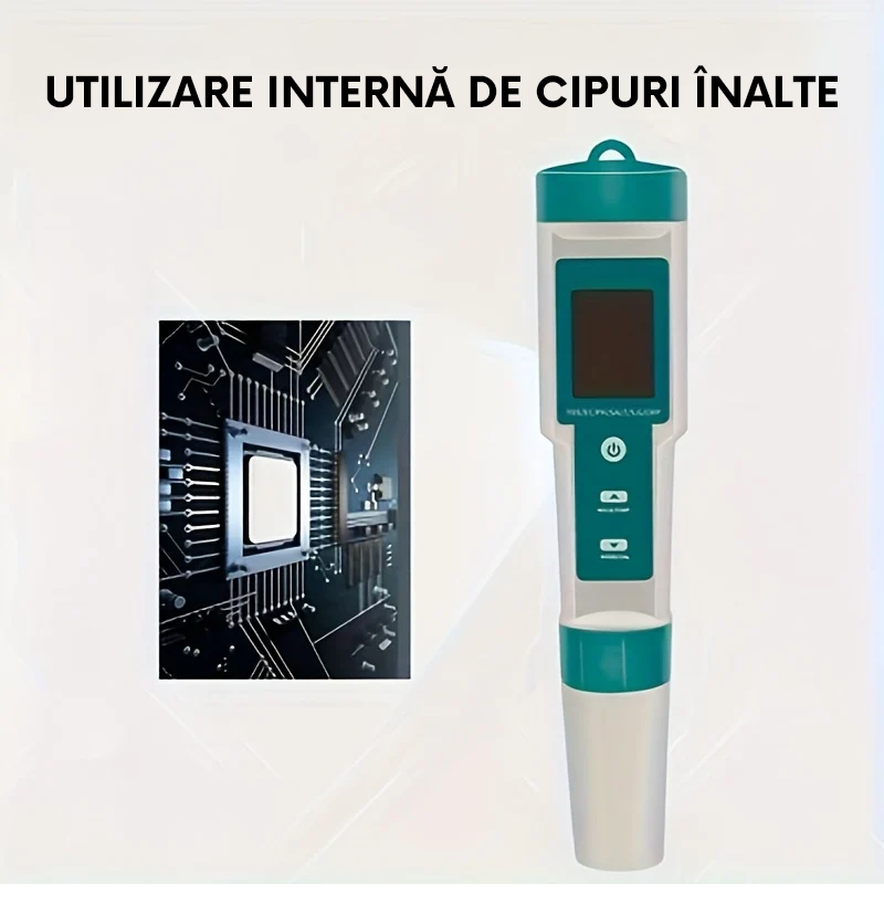 Tester calitate apă 7-în-1 cu afișaj LCD, pH ORP EC TDS salinitate temperatură, instrument portabil pentru acvarii piscine și casă