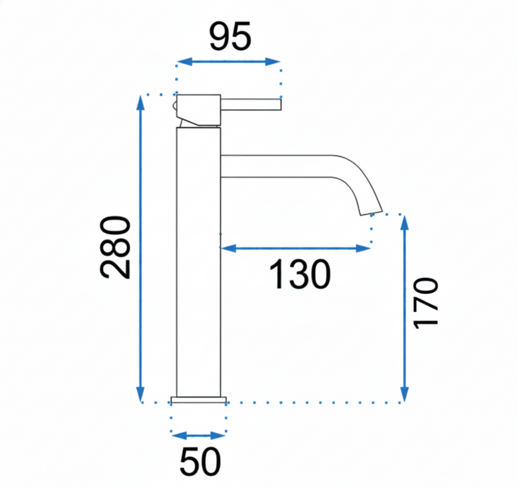 Robinet Lavoar Gold (Auriu) Înalt, montaj pe blat, design modern elegant finisaj lucios