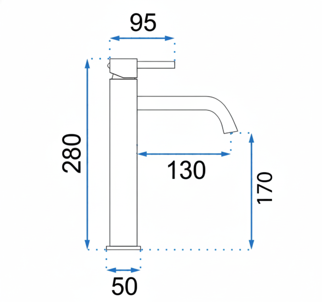 Robinet Lavoar Gold (Auriu) Înalt, montaj pe blat, design modern elegant finisaj lucios