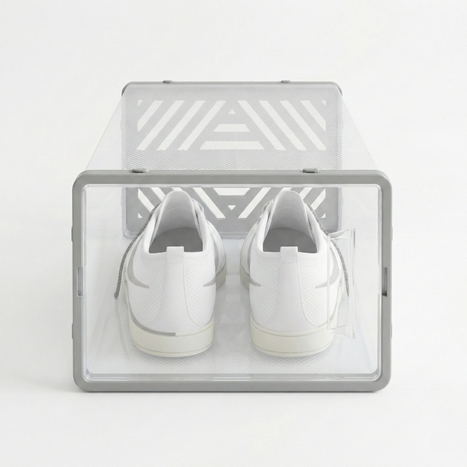 Dulap pentru pantofi modular, cu orificii de ventilatie, 10 cuburi, transparente, stivuibile