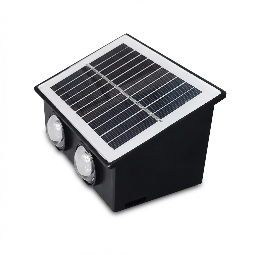 Aplica LED solara exterior 4W, neagra, pentru perete gradina si alei