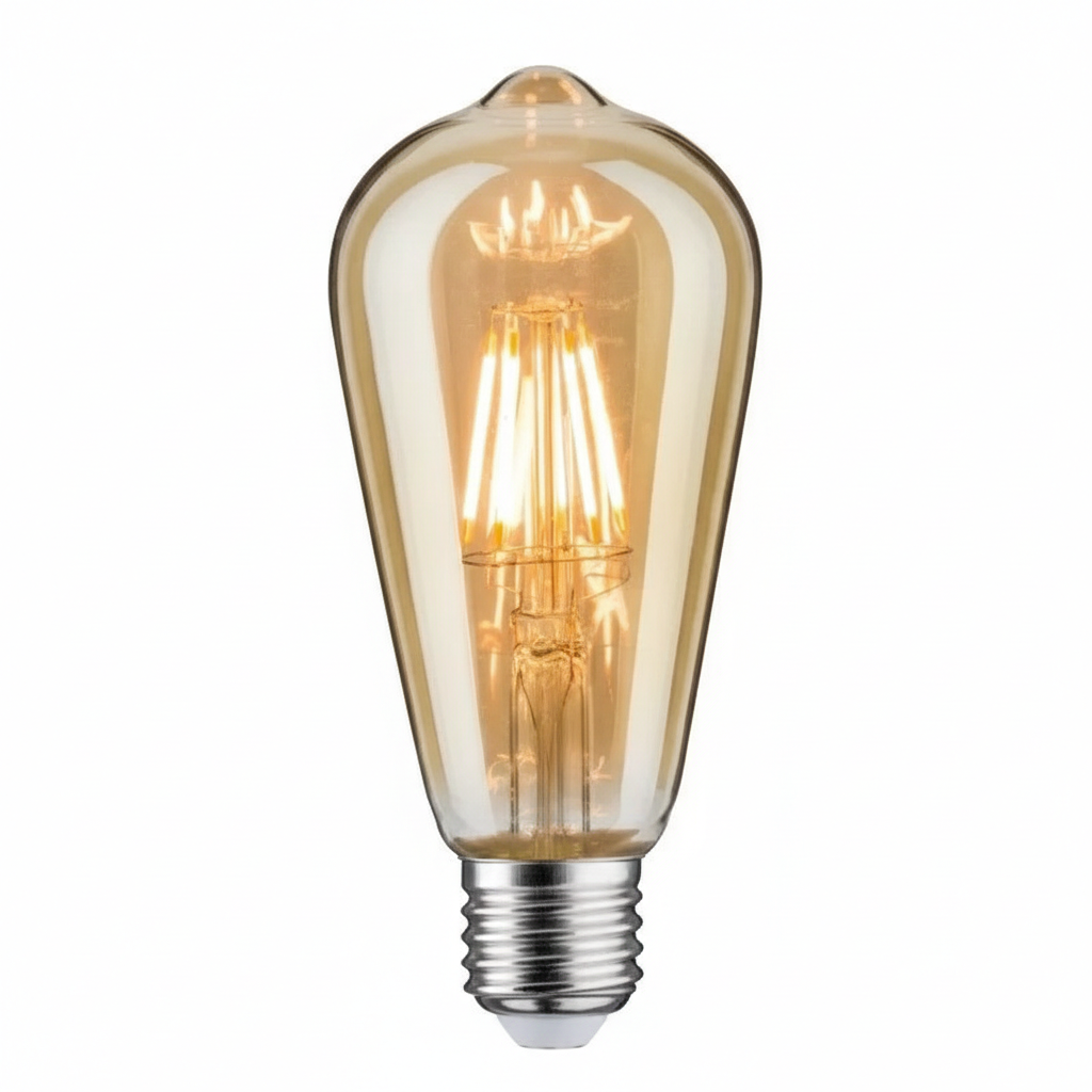 Bec LED E27 Vintage ST64 6W, lumina alb cald, filament decorativ pentru lampi retro