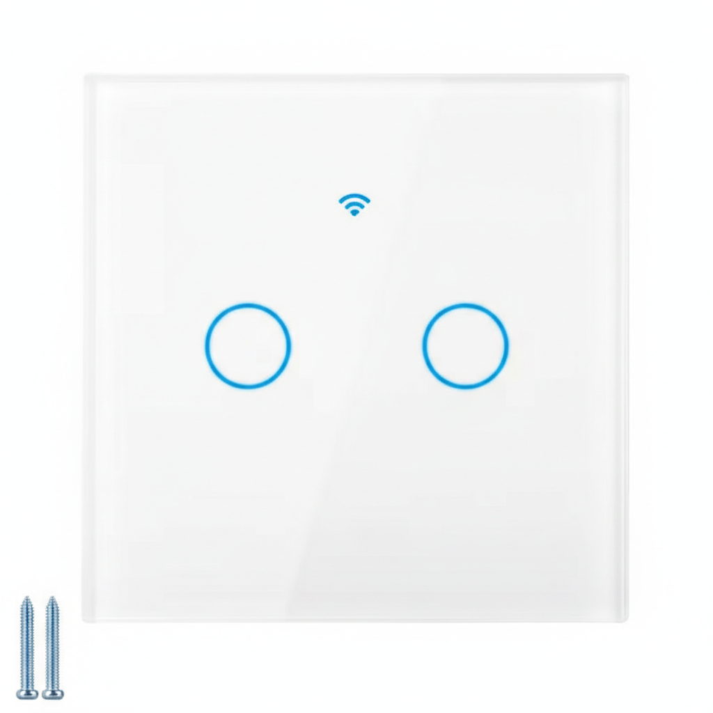 Intrerupator dublu cu touch din Sticla Securizata, LED