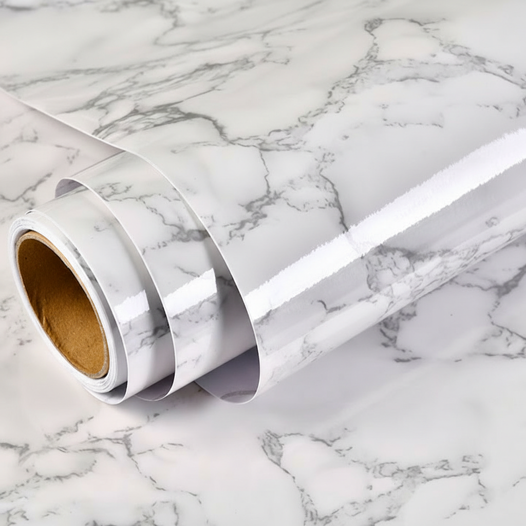 Rola tapet PVC autoadeziv 60x300 cm – marmura alb cu gri