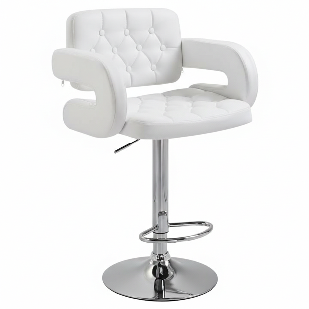 Scaun de bar reglabil ergonomic cu spatar și brate, rotativ 360° – confort premium