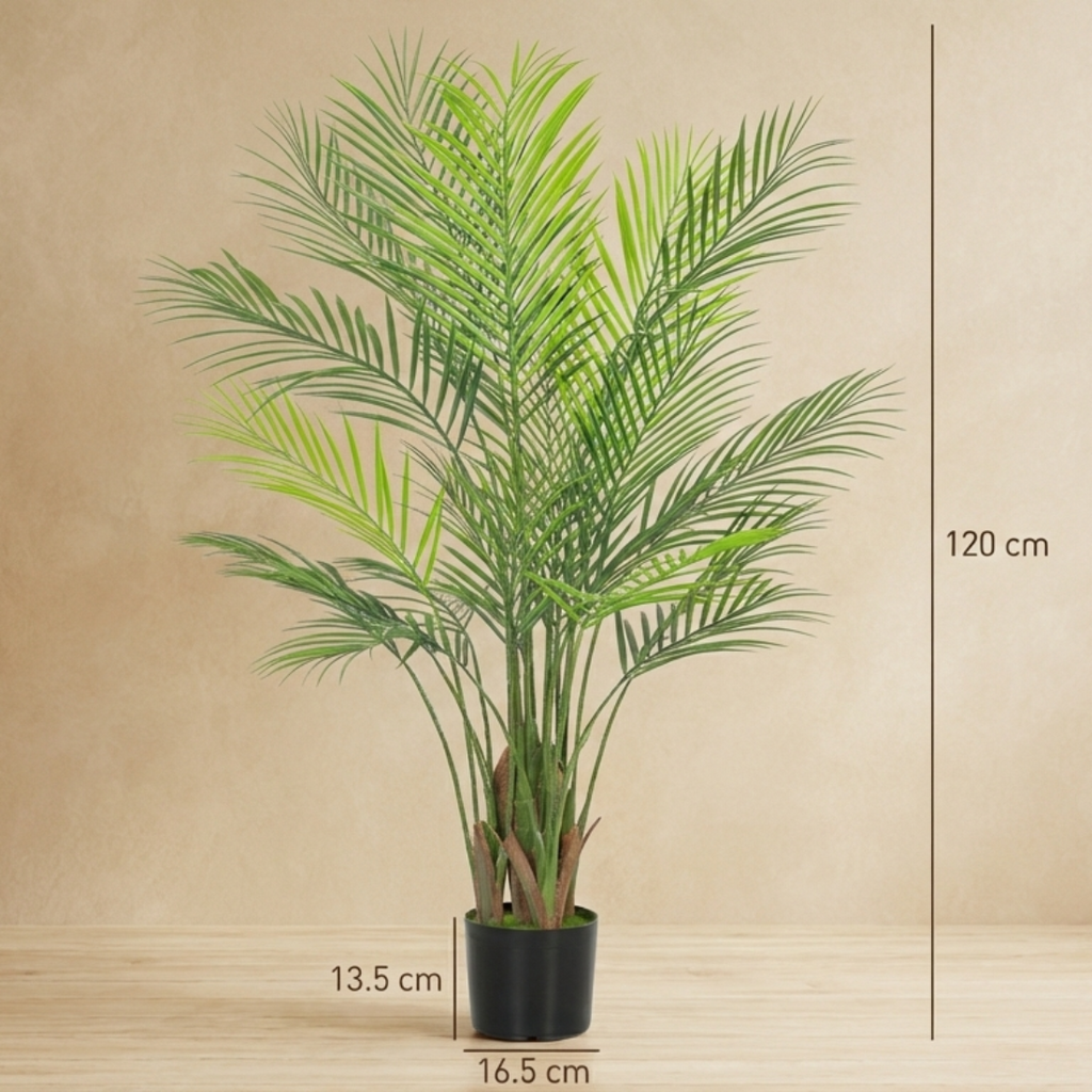 Palmier arbore artificial cu ghiveci din plastic, inaltime 120 cm