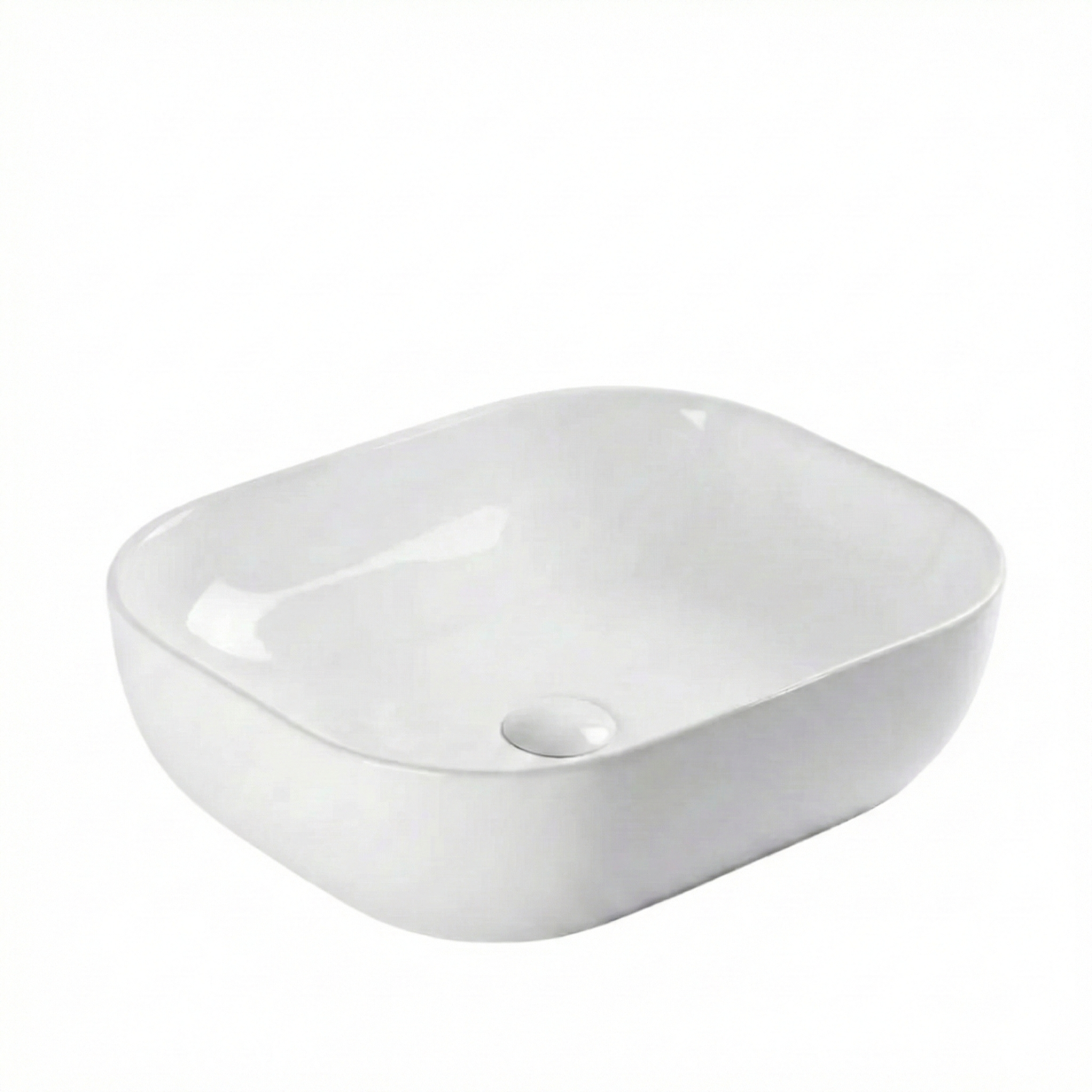 Lavoar pentru Blat Rea Belinda Slim, Design Subtire, Ceramica Alb Lucios