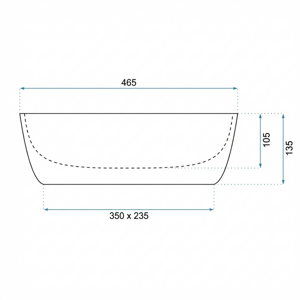 Lavoar pentru Blat Rea Belinda Slim, Design Subtire, Ceramica Alb Lucios