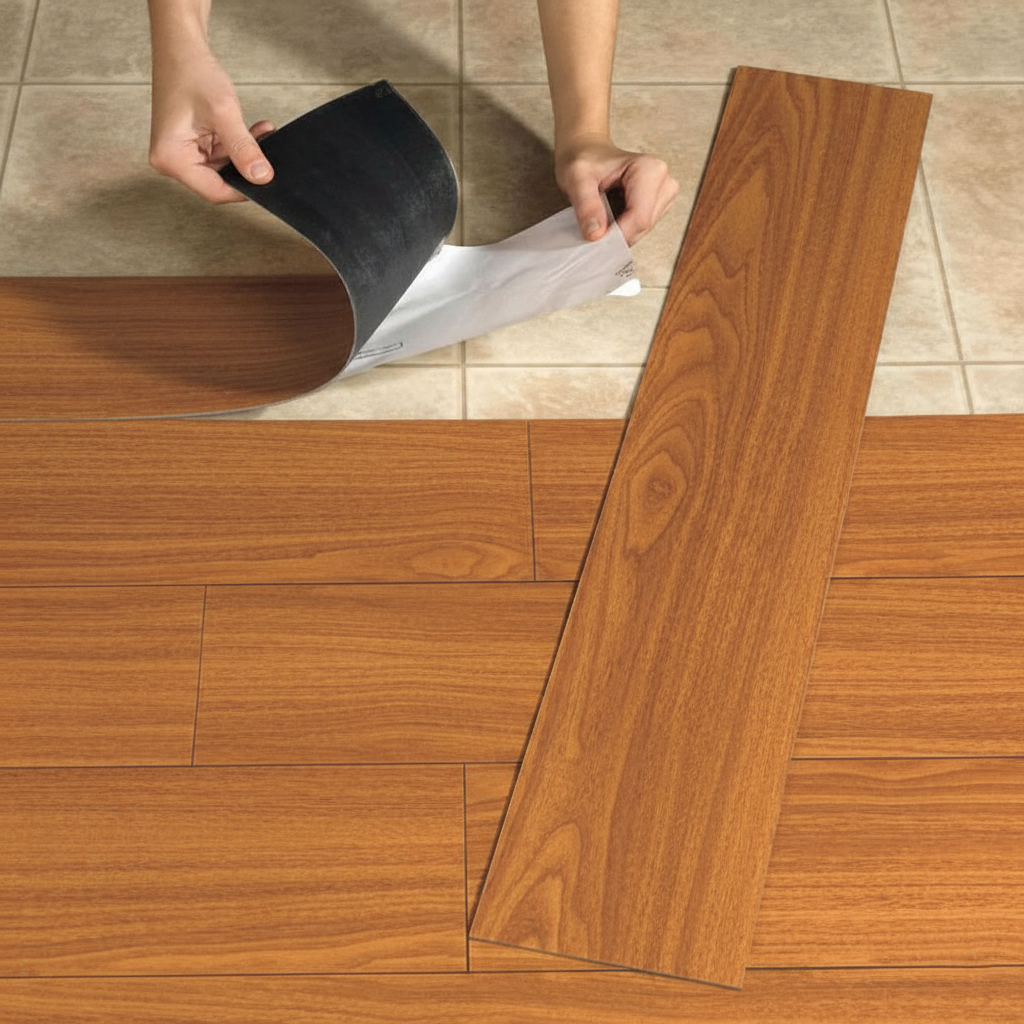 Set 36 Placi Autoadezive pentru pardoseala cu Aspect de Lemn Stejar