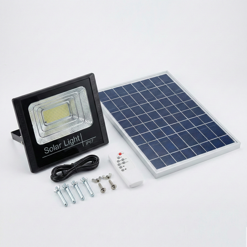 Set Complet Lampa Solară 30W cu Panou, Kit Montaj Inclus, 2 Moduri Iluminat