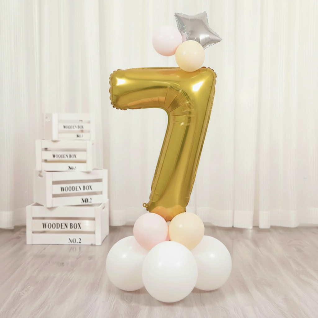 Balon din folie, cifra aniversara 7, 80 cm