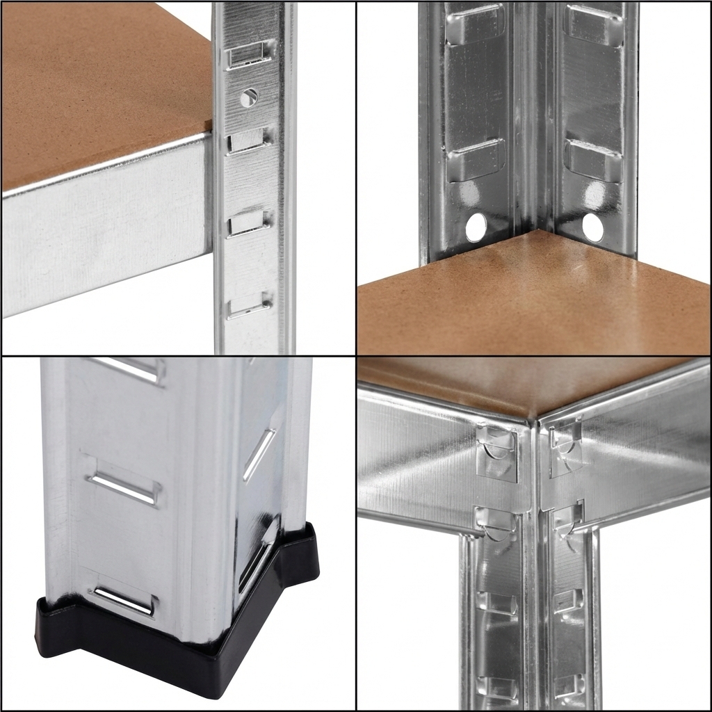 Raft metalic reglabil cu 5 polițe MDF, 180x90x40 cm, 875 kg, reglabi