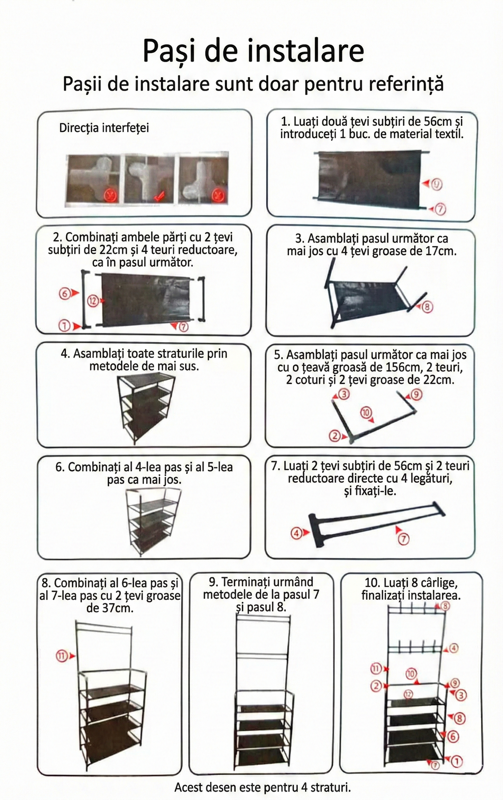 Cuier pentru haine cu suport pantofi, 5 rafturi , 165 cm, Negru