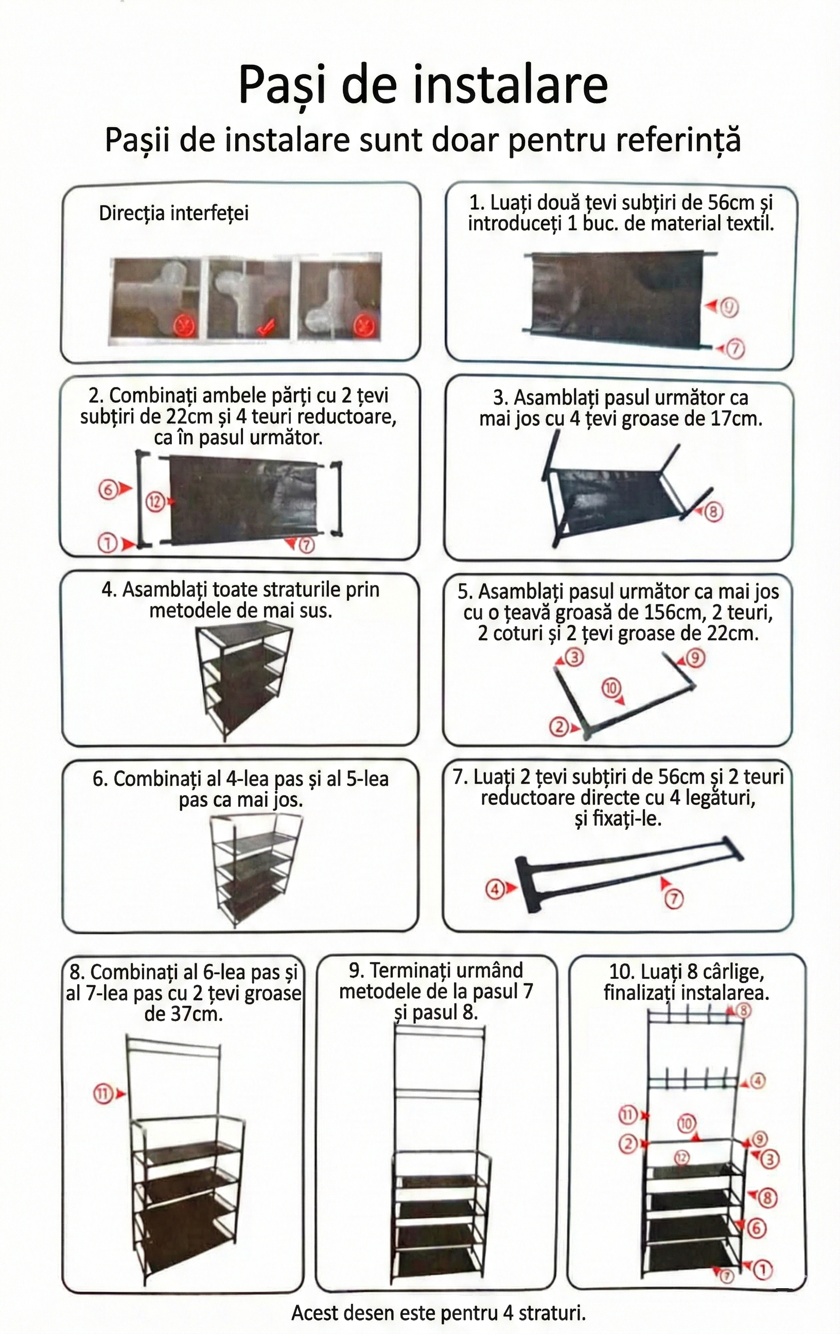 Cuier pentru haine cu suport pantofi, 5 rafturi , 165 cm, Negru