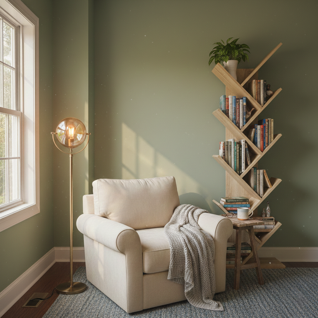 Biblioteca moderna decorativa Tree Design bej, 158x34 cm, MDF rezistent