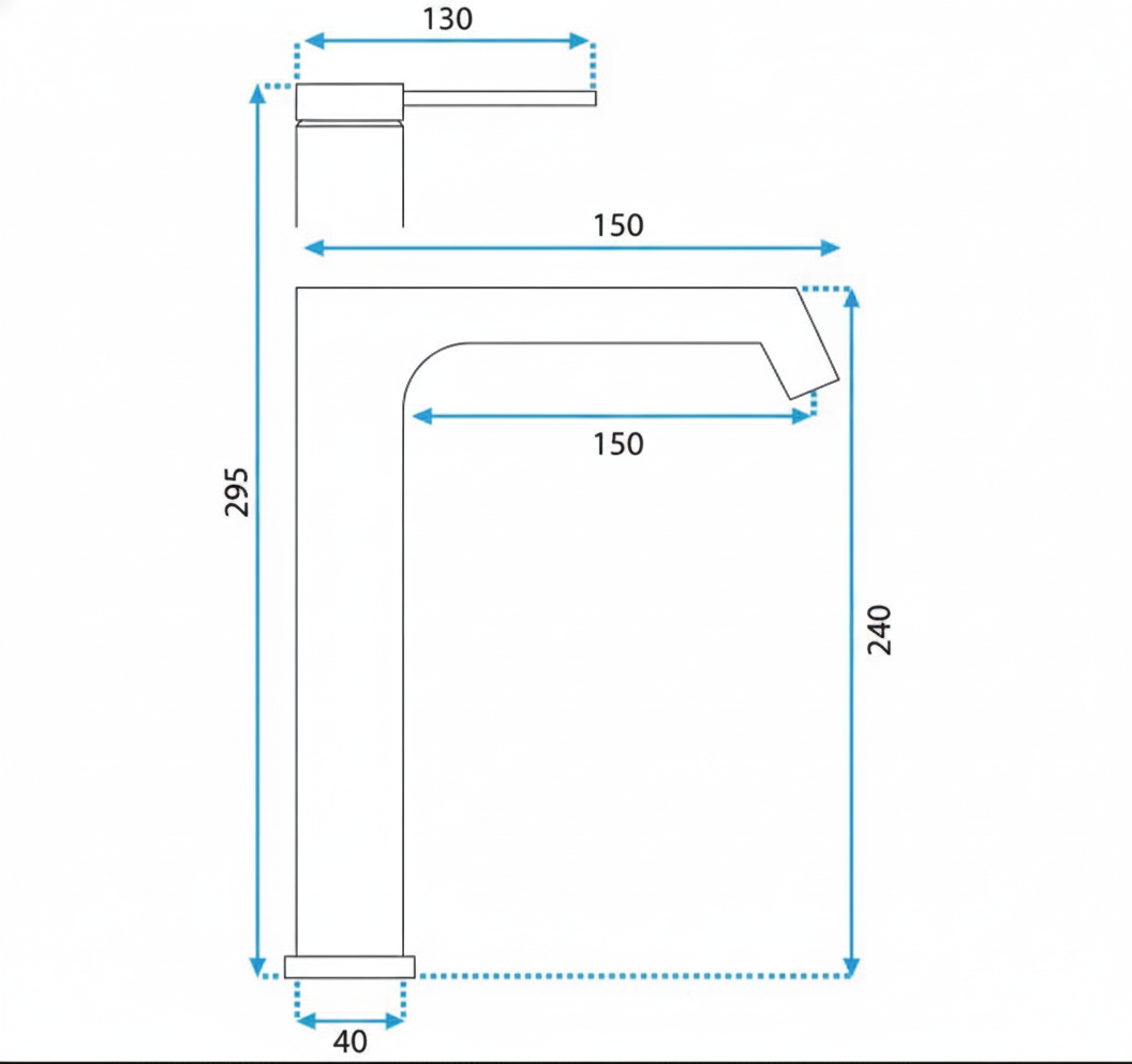 Baterie lavoar inalta pe blat,  BLACK Matt High