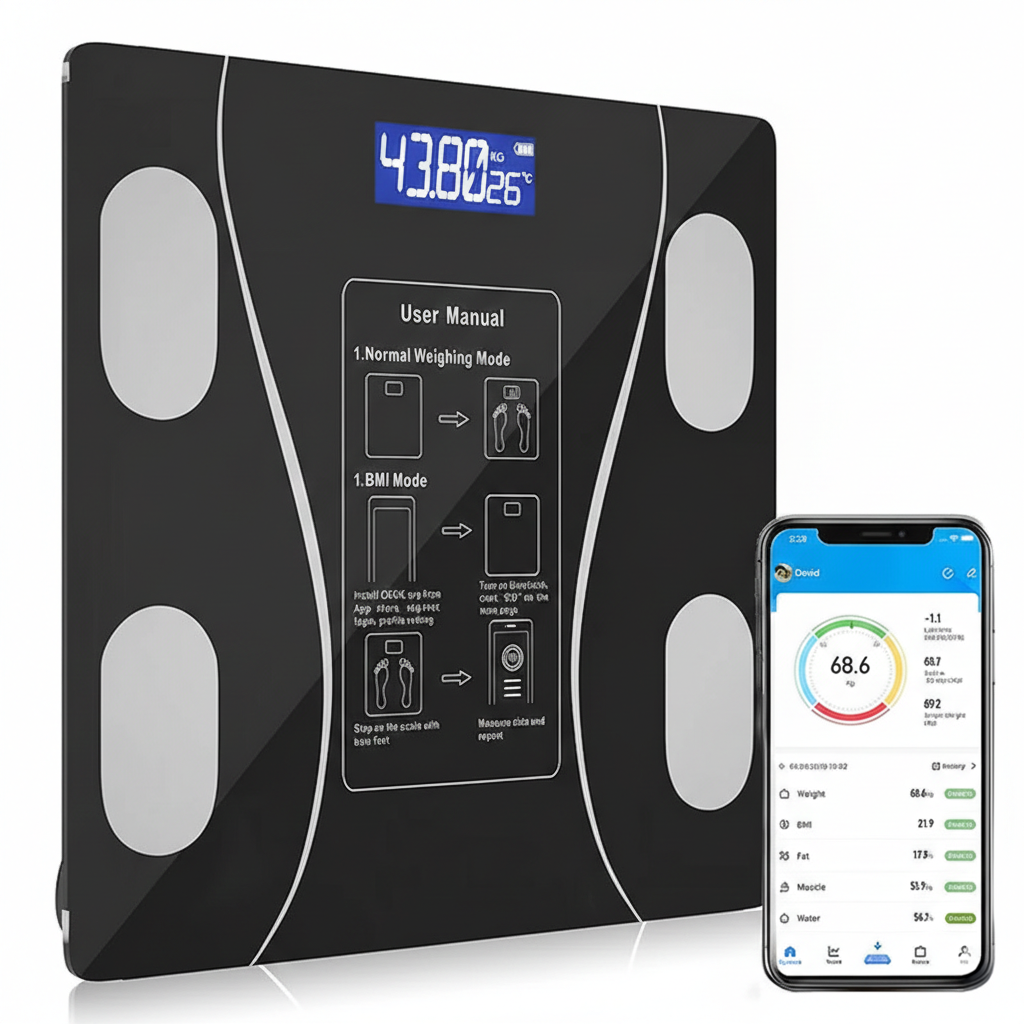 Cantar smart cu app, IMC/grasime/musculara, 180 kg