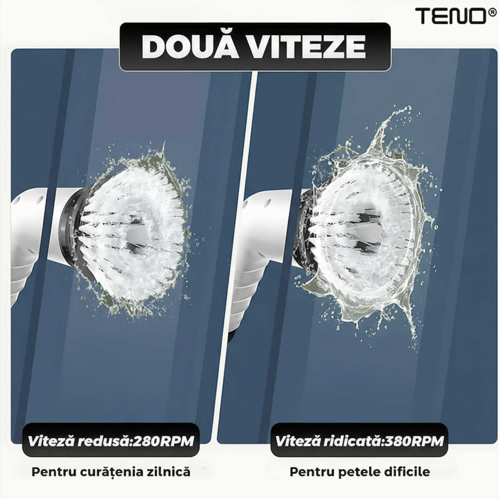 Perie electrică rotativă cu mâner extensibil, 9 capete, 2 viteze