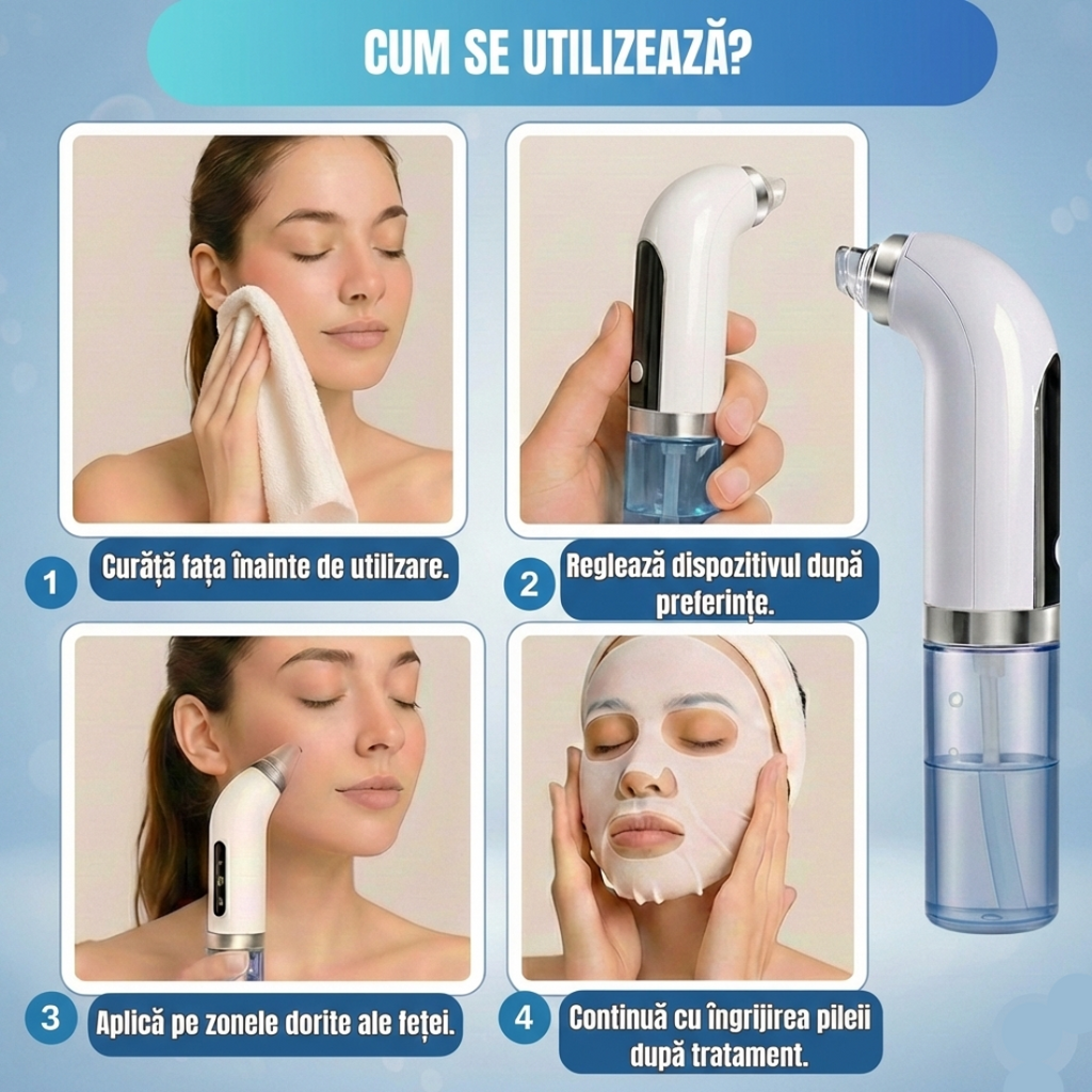 Aparat profesional curatare faciala cu vacuum pentru puncte negre, ingrijire ten, curatare profunda si masaj facial