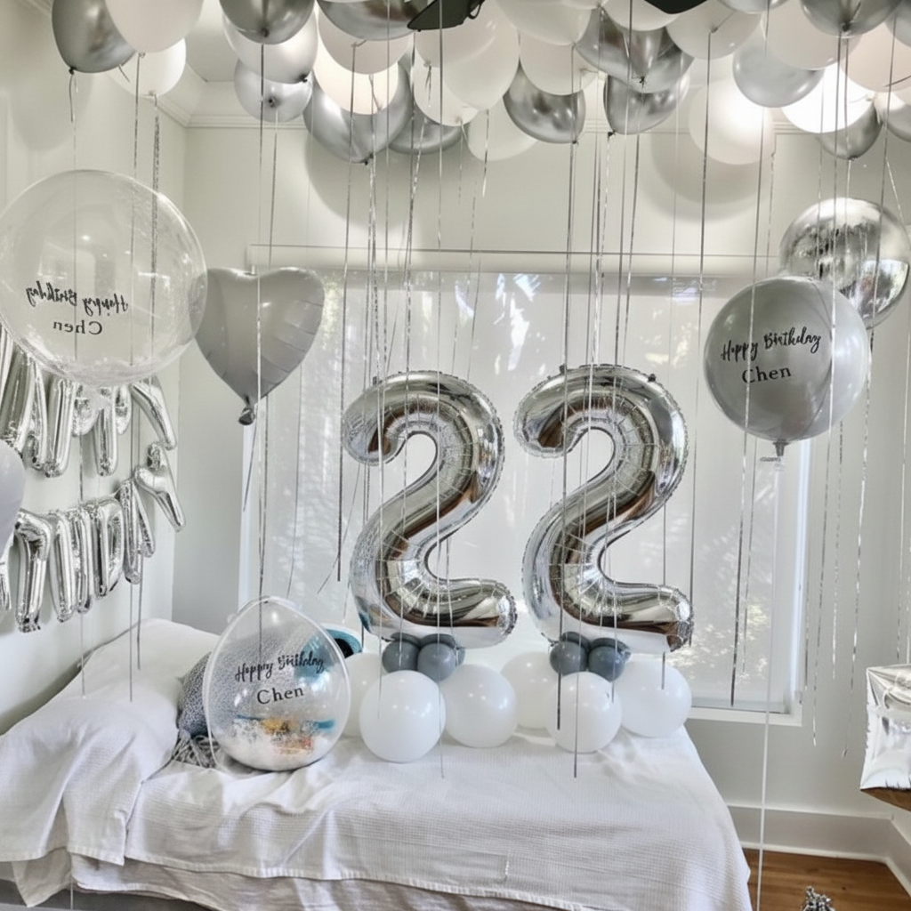 Balon din folie argintie, cifra aniversara 2, 85 cm