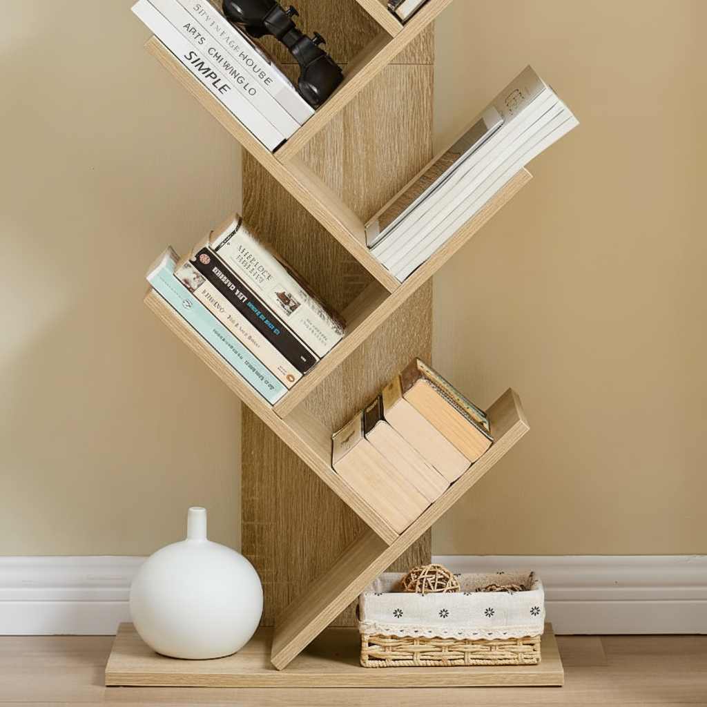 Biblioteca moderna decorativa Tree Design bej, 158x34 cm, MDF rezistent