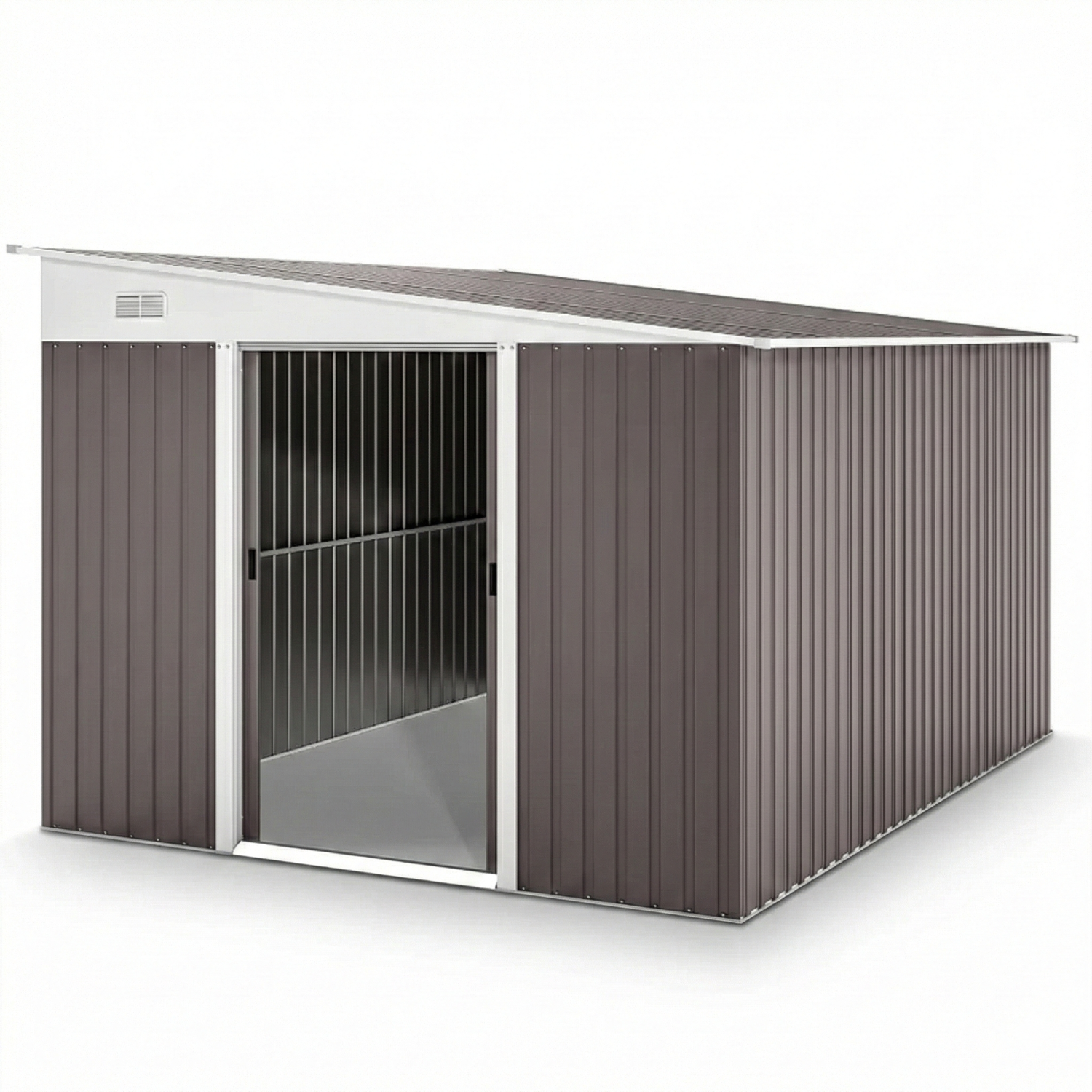 Magazie de Gradina cu Usa Glisanta din Otel Zincat Gri