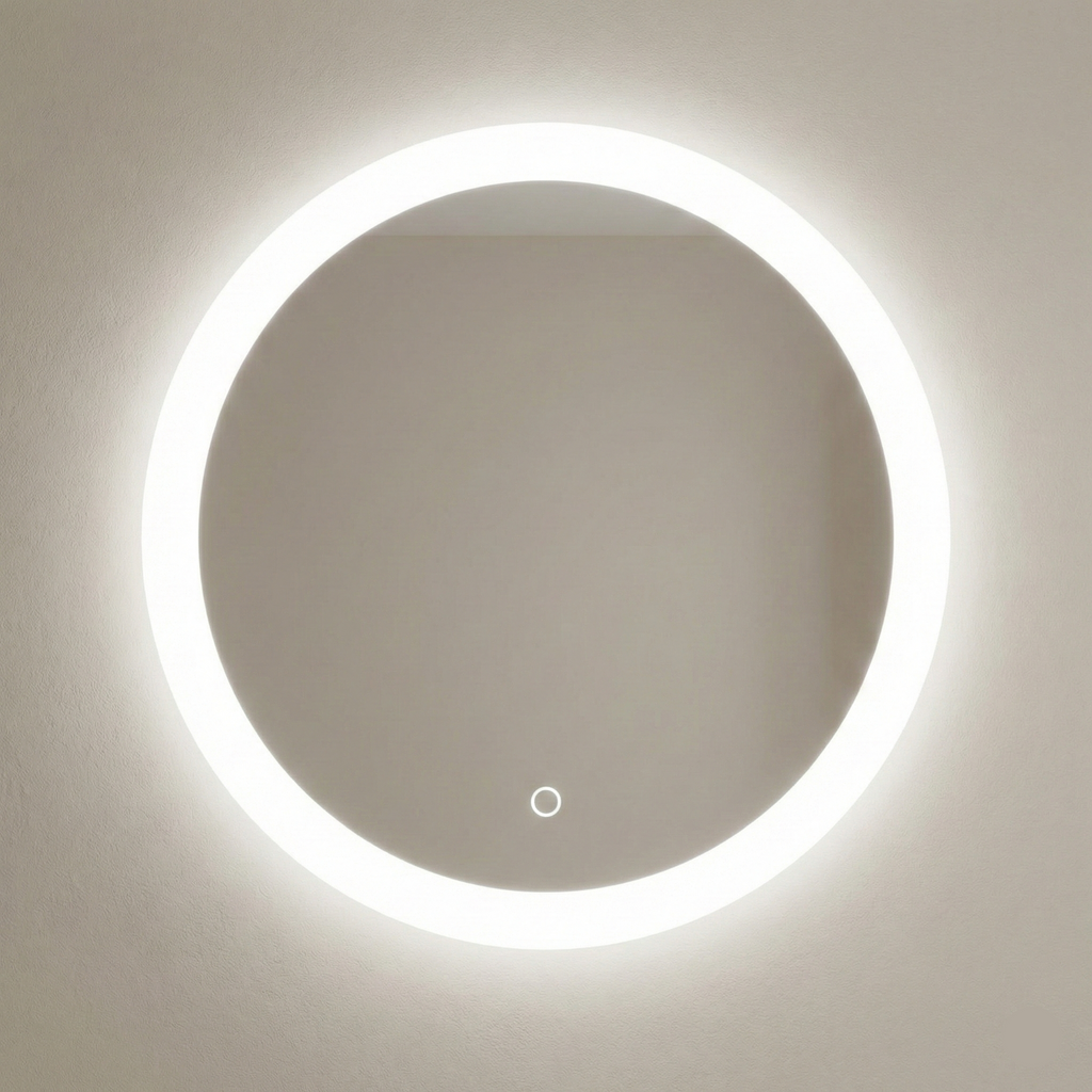 Oglindă LED premium cu senzor touch pentru baie, diametru 80 cm, design modern