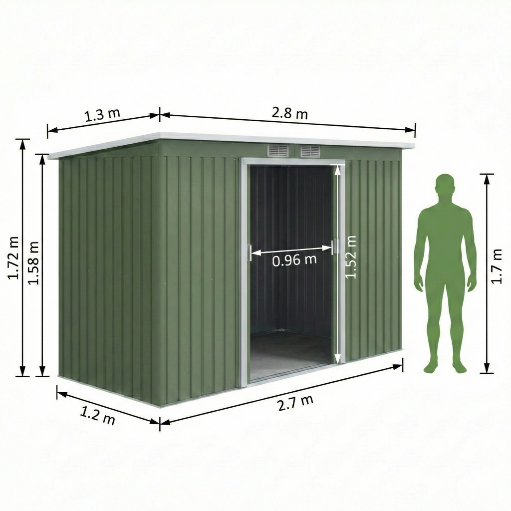 Magazie pentru scule de gradina, 280x130x172cm, Verde deschis