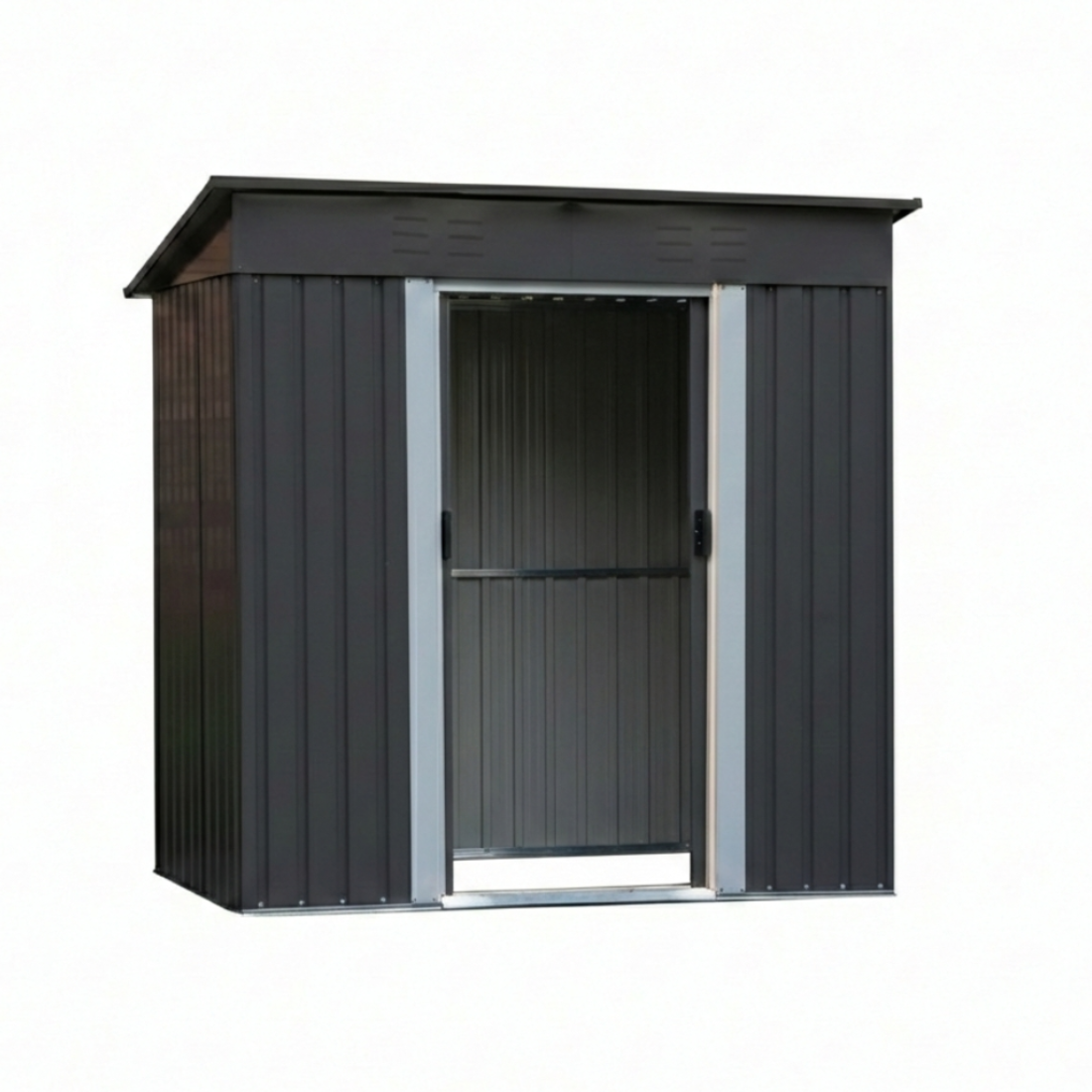 Magazie de Gradina, Tabla Otel Galvanizat, Usi Duble, Gura de Aerisire, Gri Antracit,196.2 x 110.4x 184 cm