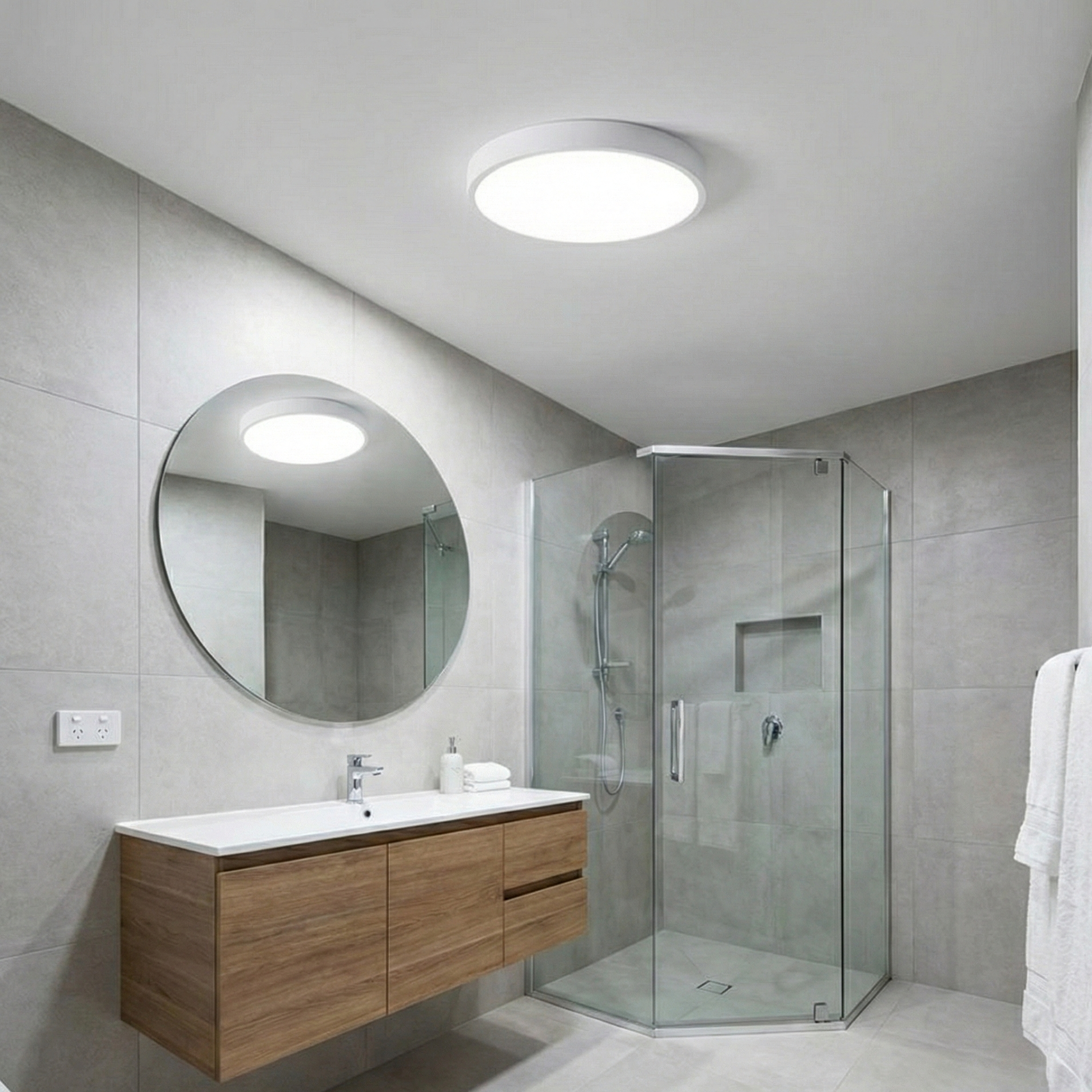 Plafoniera LED Rotunda Ultra-Thin 50cm, IP44 pentru Baie, Lumina Puternica Alb Rece (Echivalent 600W), Design Slim