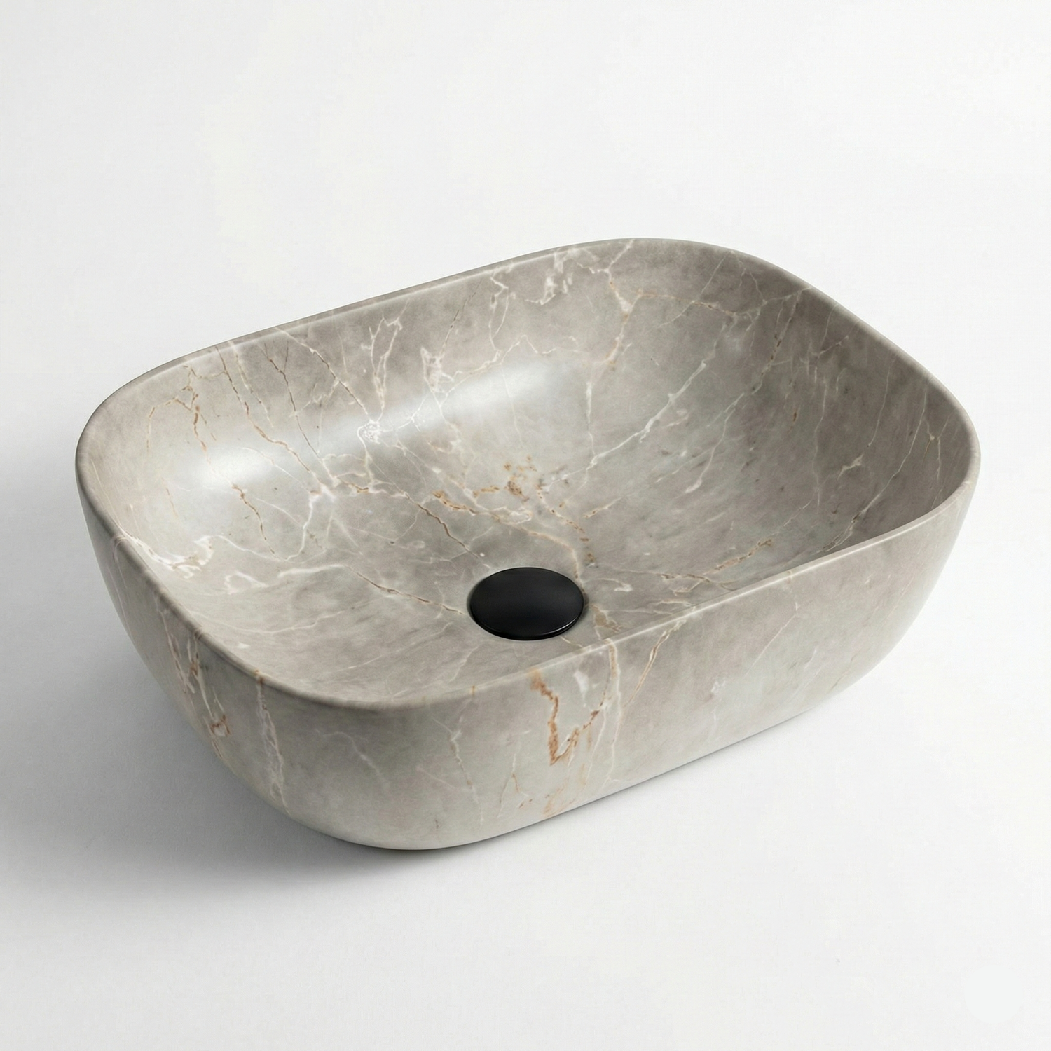 Lavoar pentru Blat Bej cu Efect Marmură, Design Elegant, Ceramică Sanitară