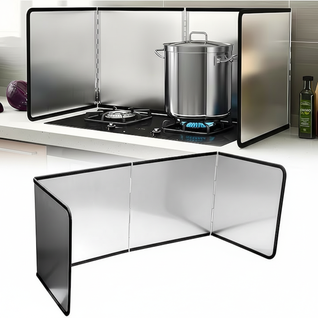 Protectie antistropire aragaz, panou aragaz, argintiu, 133x30 cm