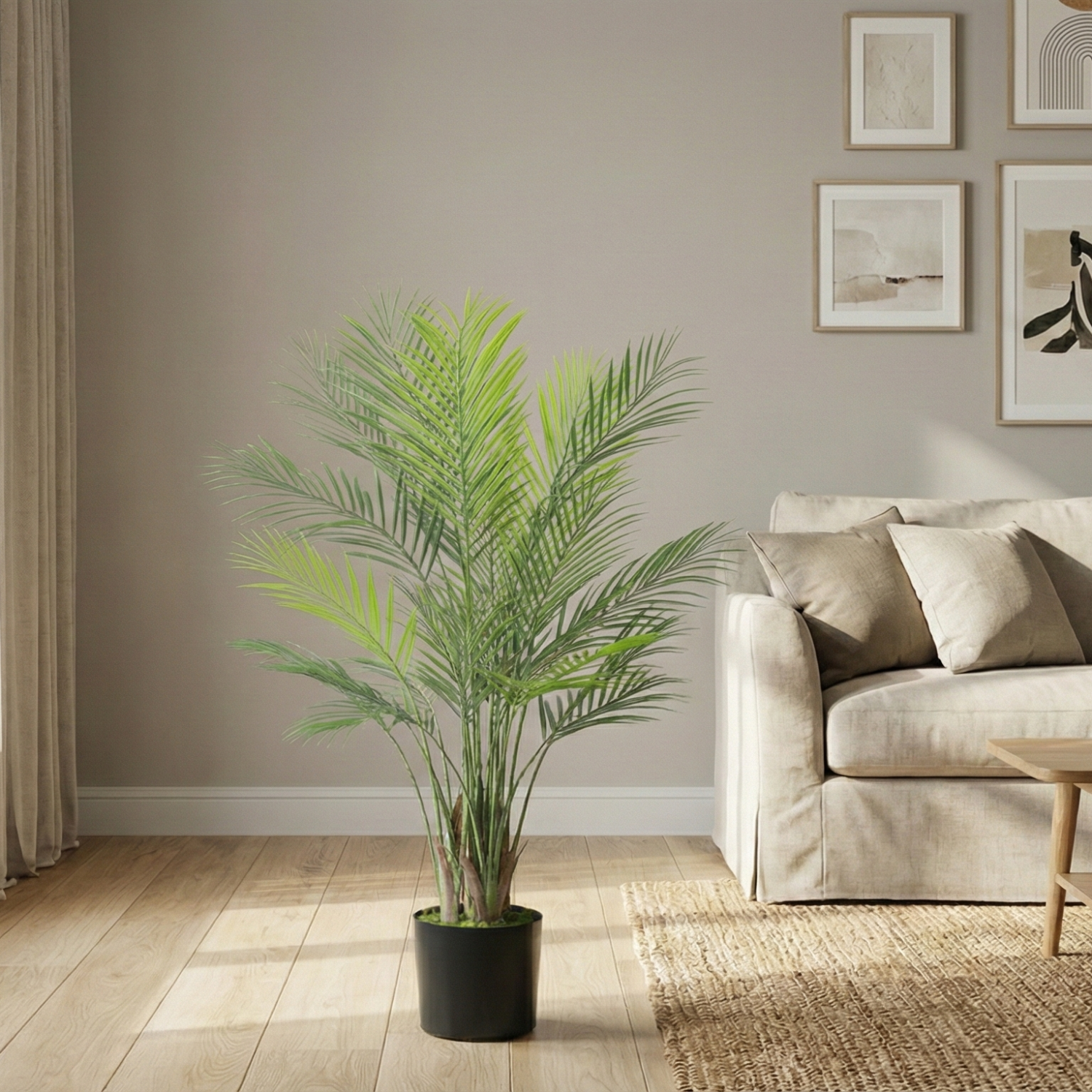 Palmier arbore artificial cu ghiveci din plastic, inaltime 120 cm