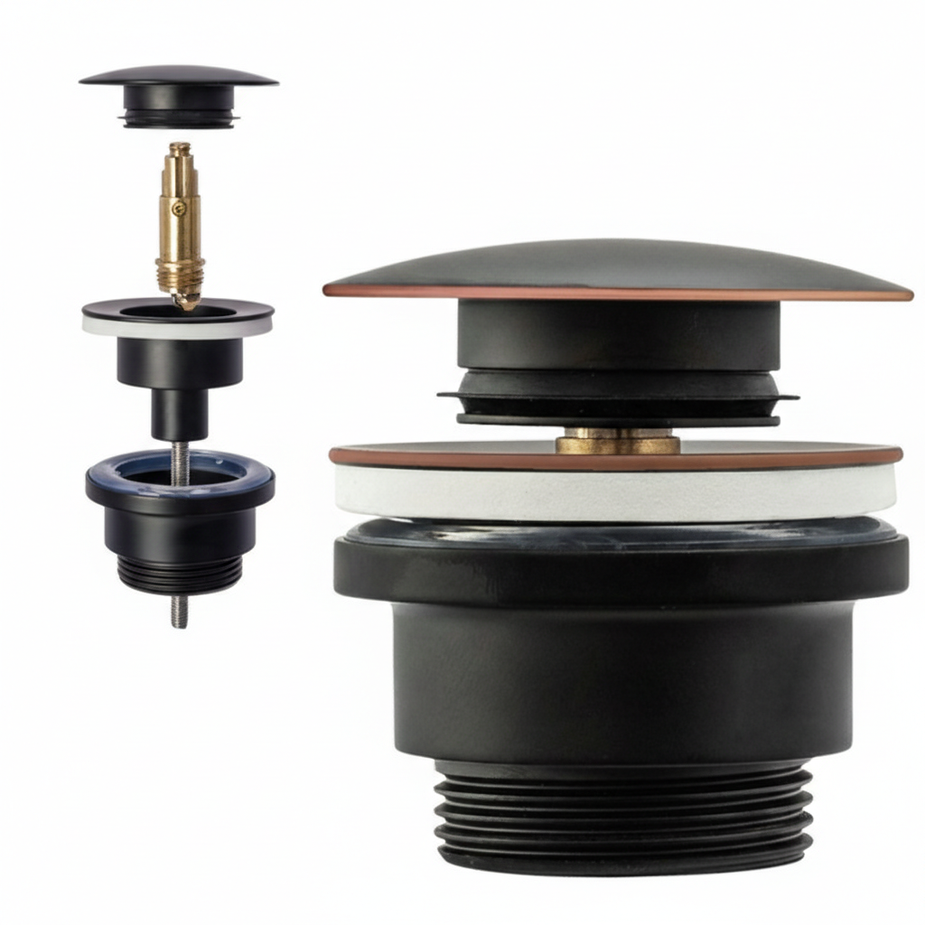 Ventil Click-Clack Lavoar Universal Negru Mat Pentru Lavoar