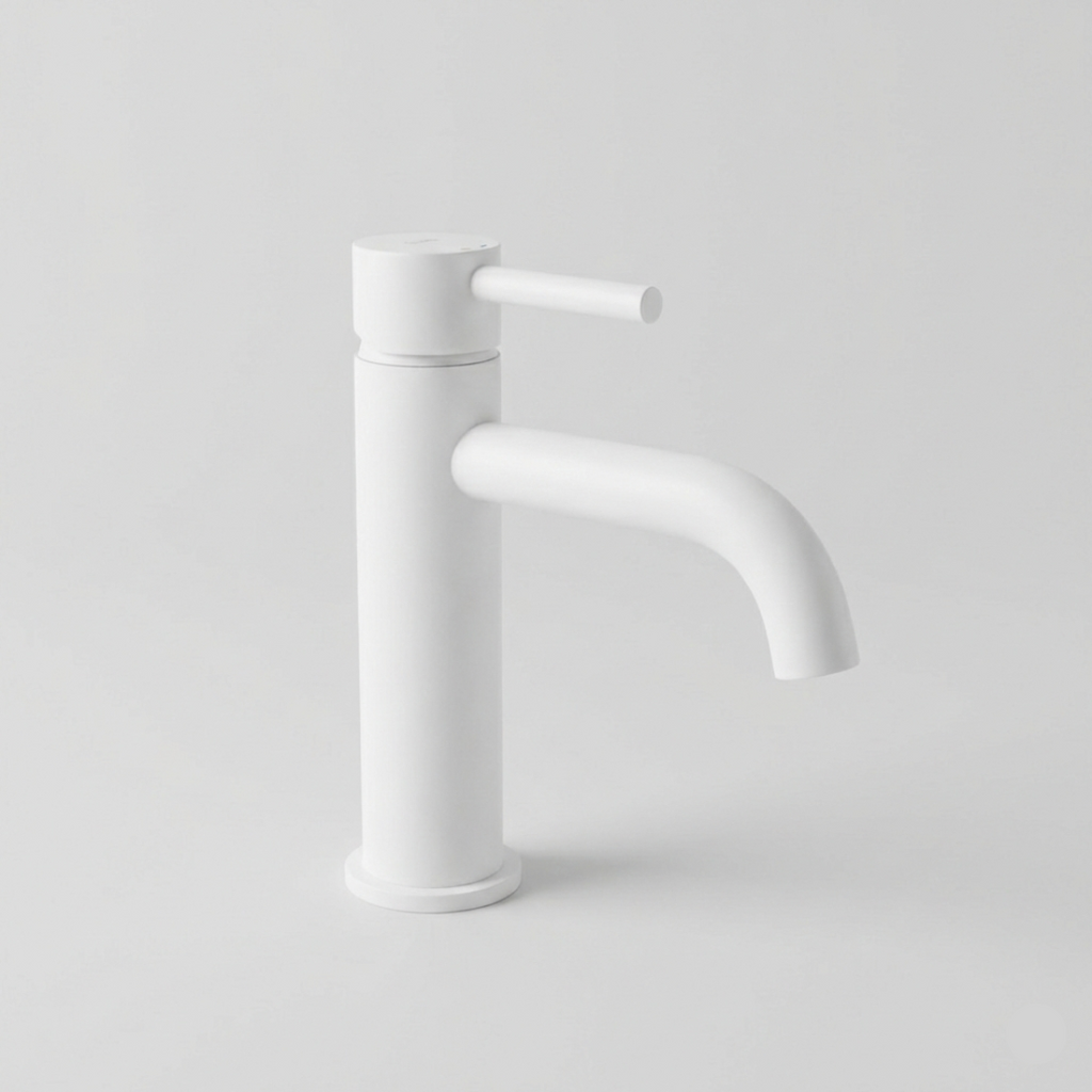 Baterie Lavoar Alb Lucios White Low, Montaj pe Lavoar, Design Modern Compact