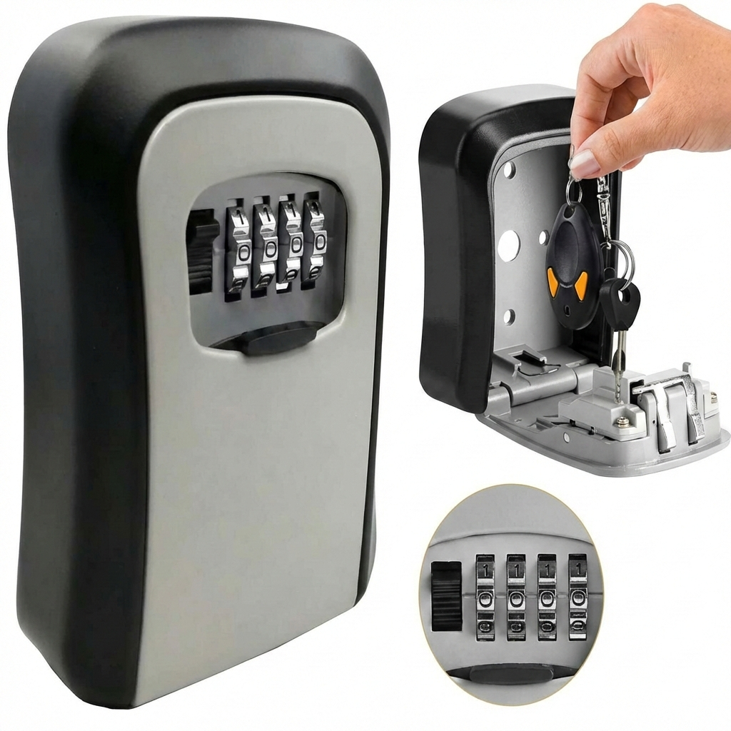 Seif metalic tip cutie de valori cu cheie si cod cifrat, dulap securizat pentru documente si bani