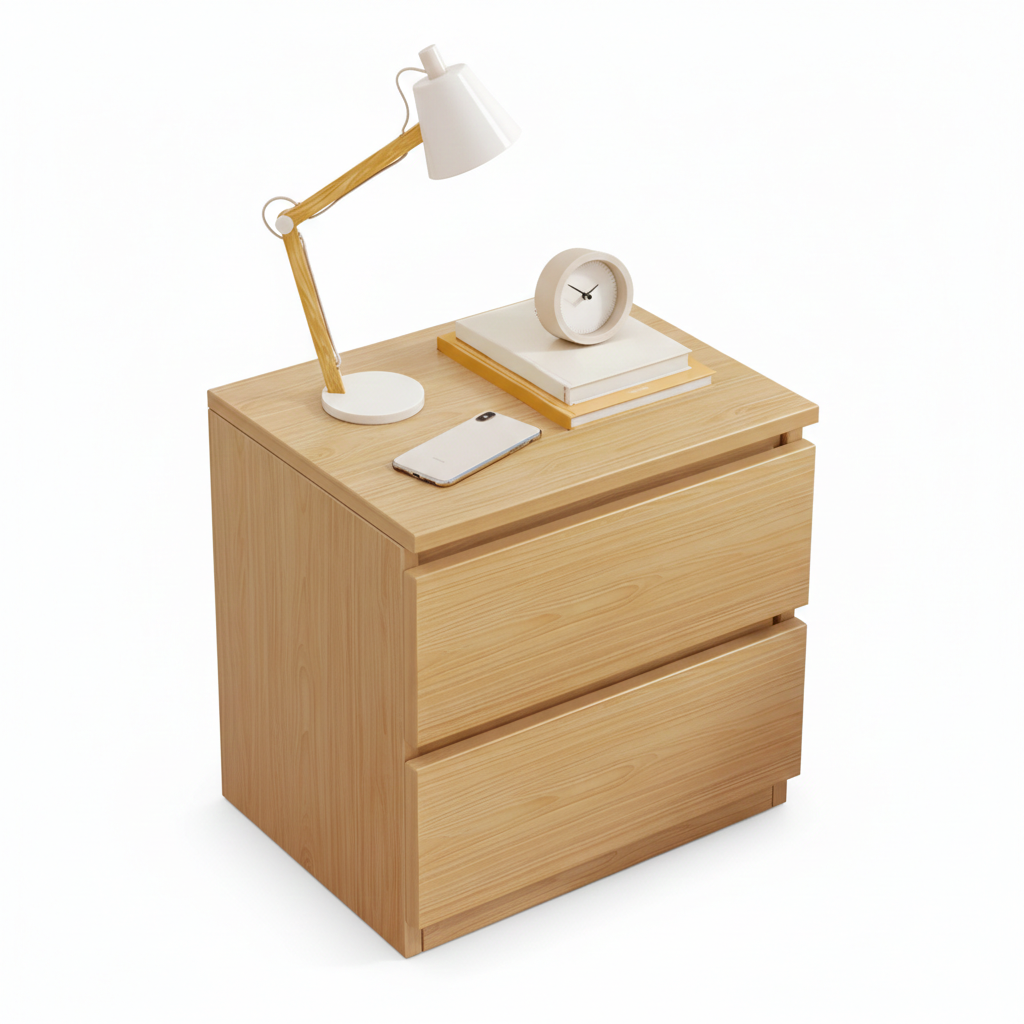 Noptiera Moderna cu 2 Sertare, Design Minimalist, 40x30x41 cm