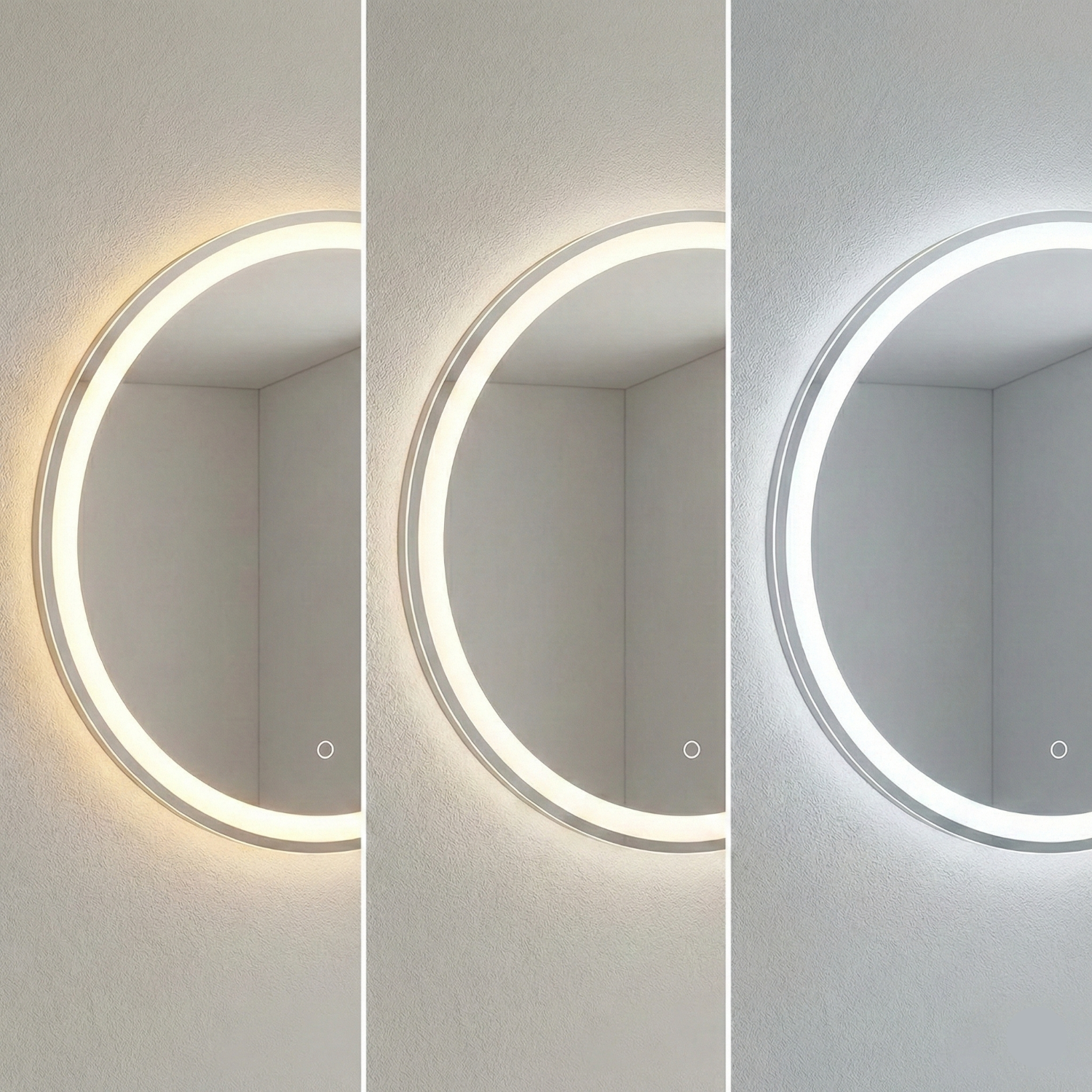Oglindă LED premium cu senzor touch pentru baie, diametru 80 cm, design modern