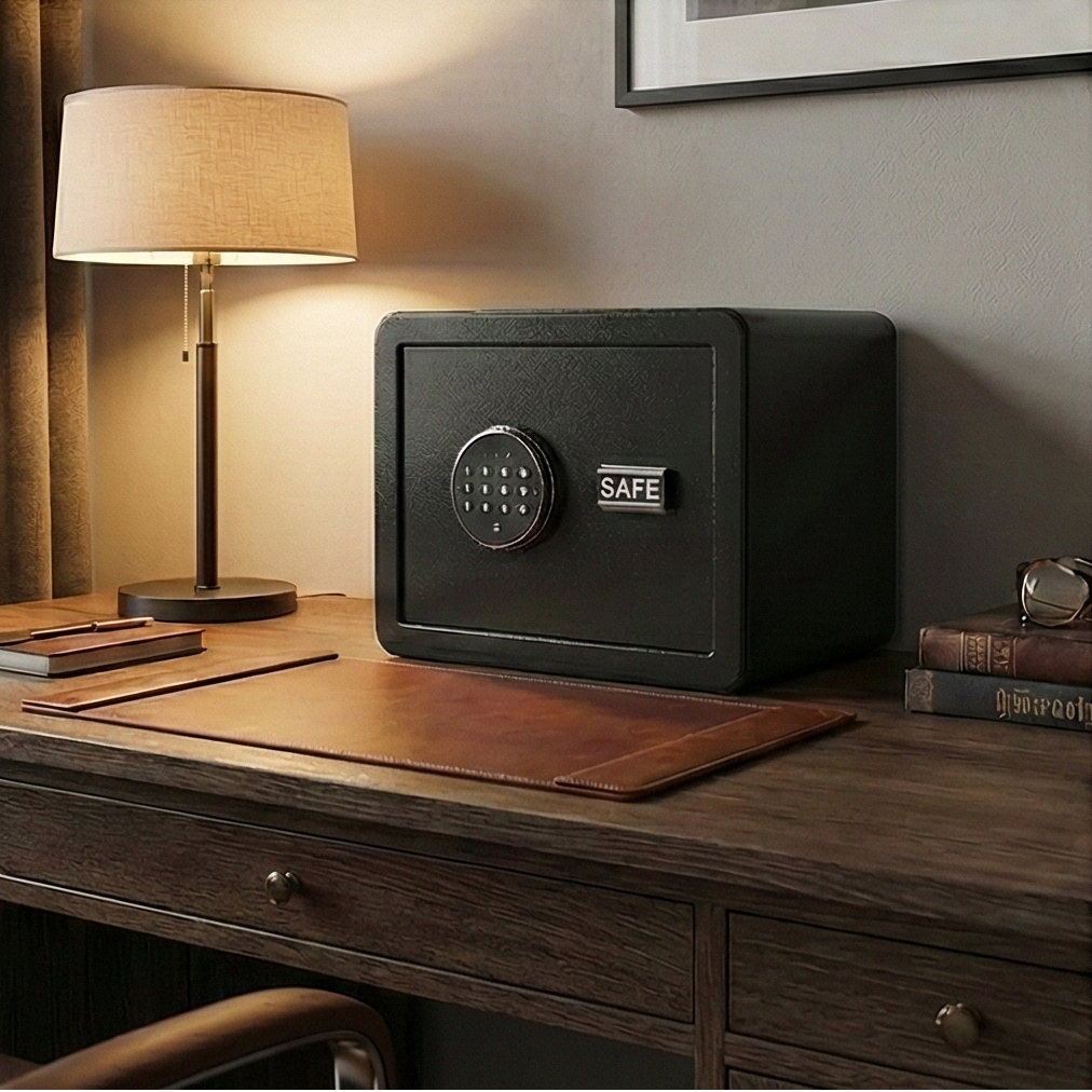 Seif Hotelier din Otel, Inchidere Electronica cu Cod si Cheie de Urgenta, Negru