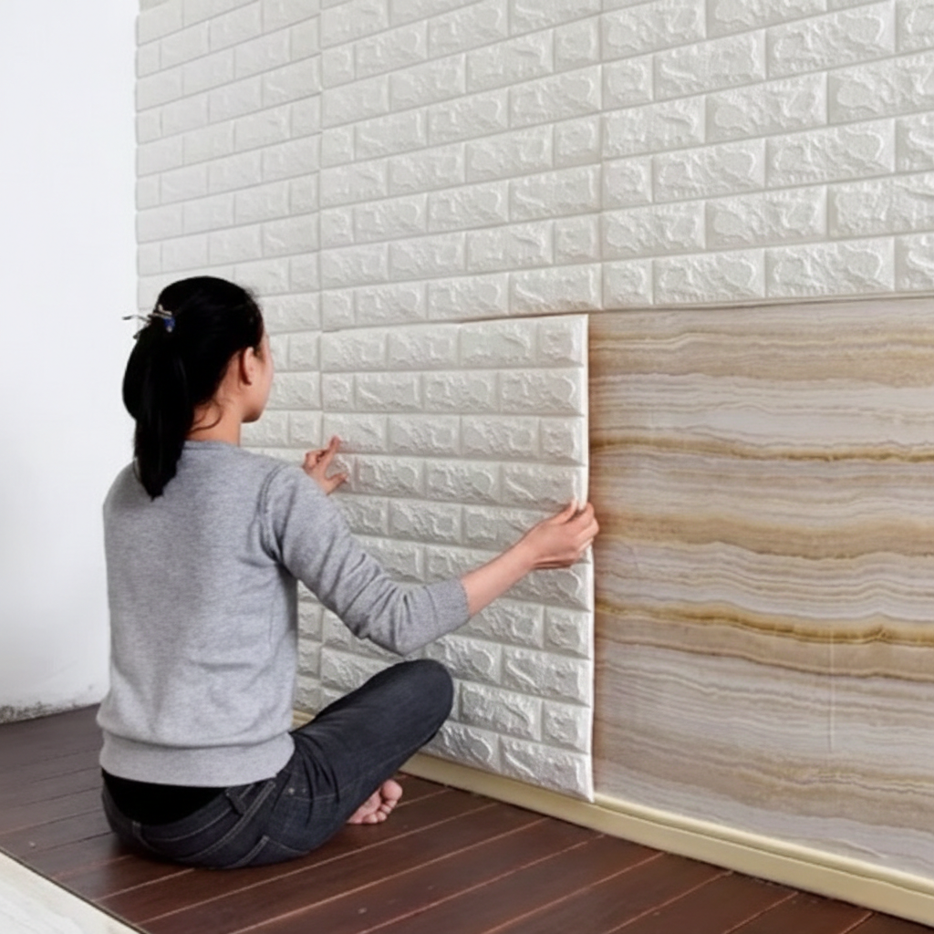 Tapet 3D Autoadeziv din Spuma, Texturat, Rezistent la Umiditate, 70 x 77 cm, 6mm grosime