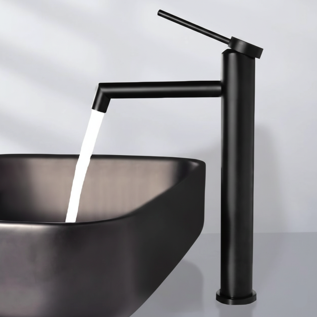 Baterie lavoar inalta pe blat,  BLACK Matt High