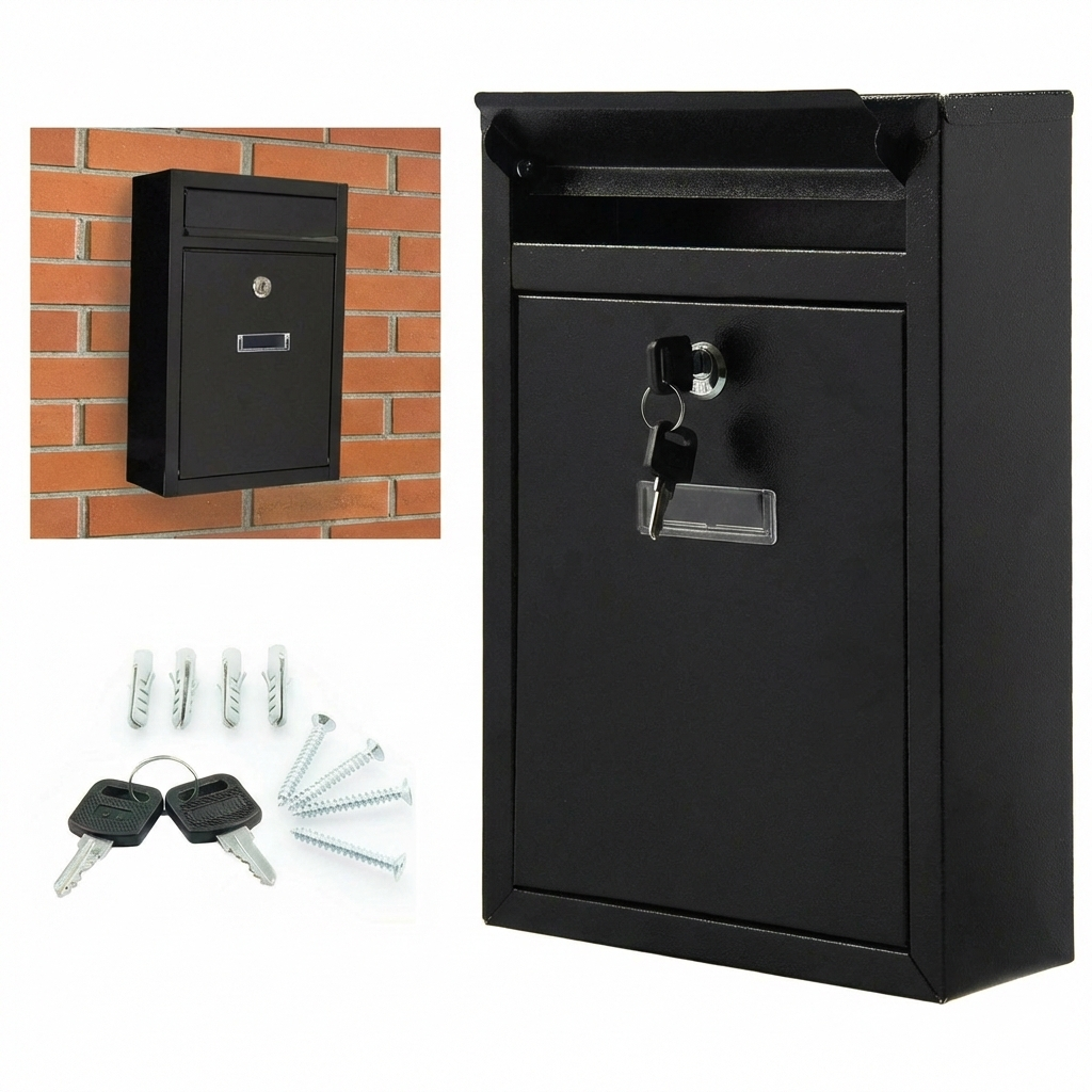 Cutie postala clasica din otel galvanizat, pentru exterior, cu fanta scrisori si incuietoare